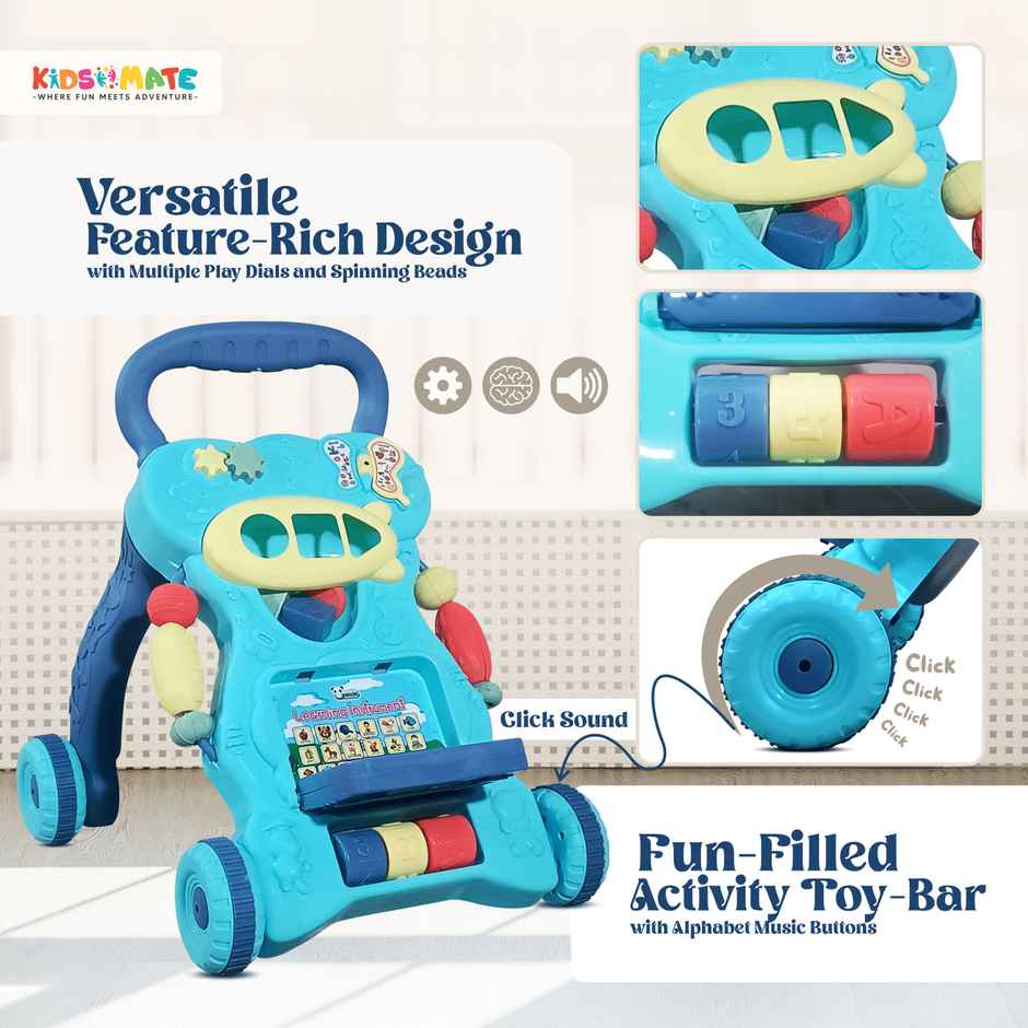 Kidsmate Baby Activity Walker | Push Walker for Babies 6-18 Months | Blue