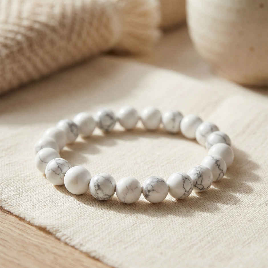 Mind and Soul Howlite Bracelet for Calmness & Better Sleep | Natural Gemstones | Pack of 1 | Cycle
