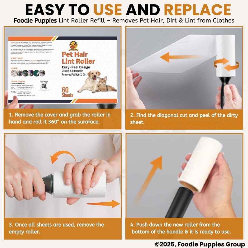 Foodie Puppies Pet Hair Remover Lint Roller Refill
