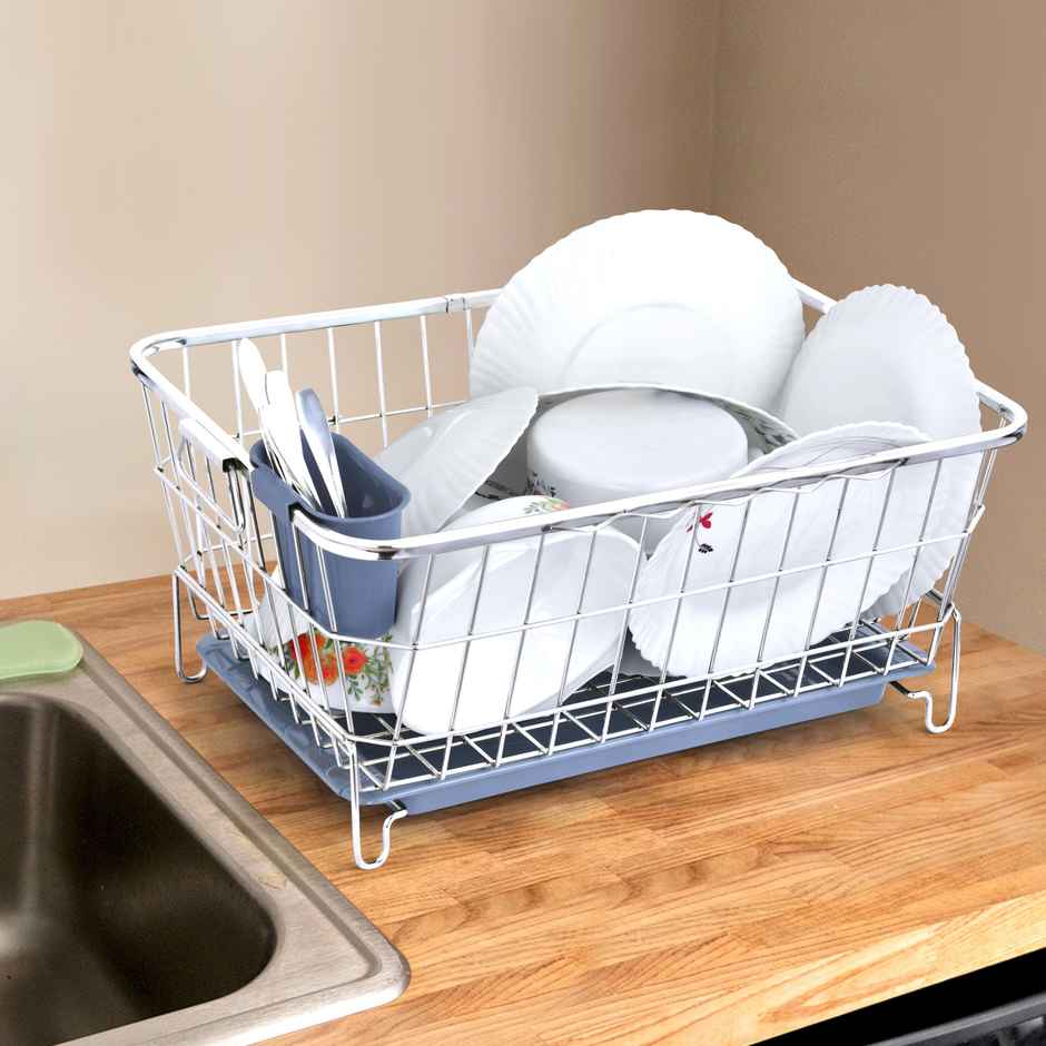 Limetro Steel Stainless Steel Dish Driner Basket With Tray And Spoon Holder