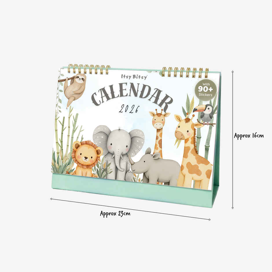 Desk Calendar 2026 Animal Kingdom with Sticker
