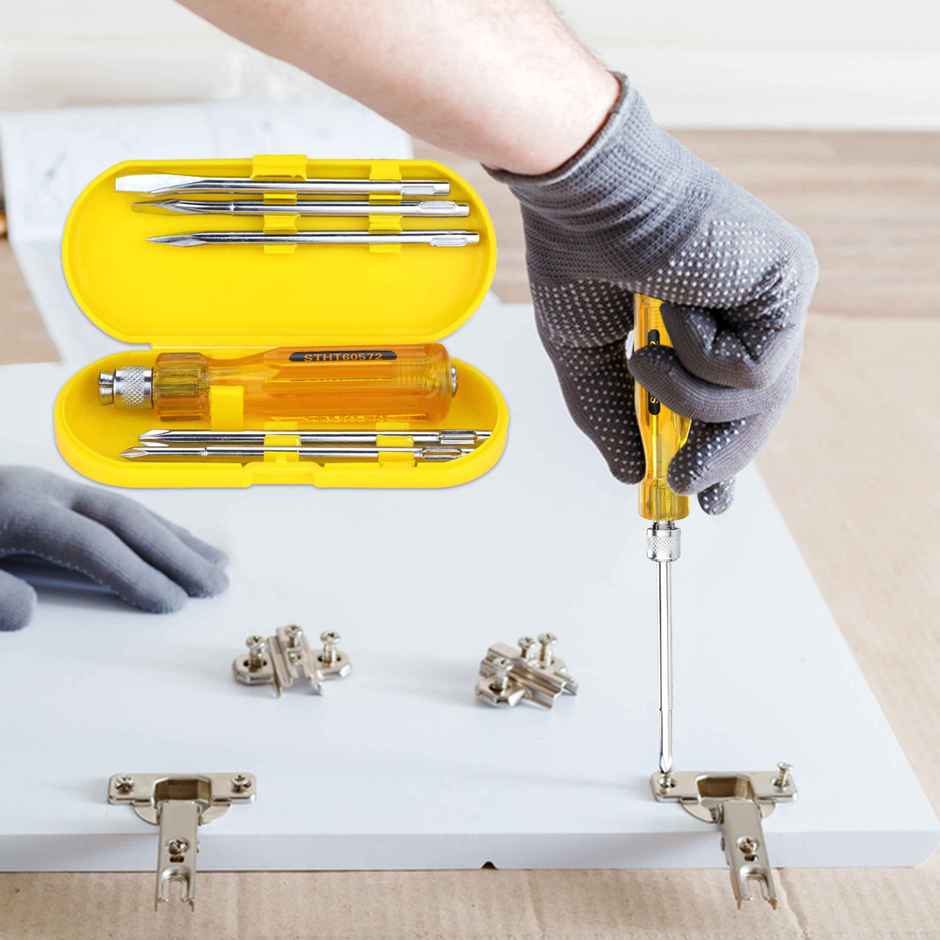 STANLEY STHT60572-8B 5 Pcs Screwdriver Set - Yellow & Silver, Comes With a Case