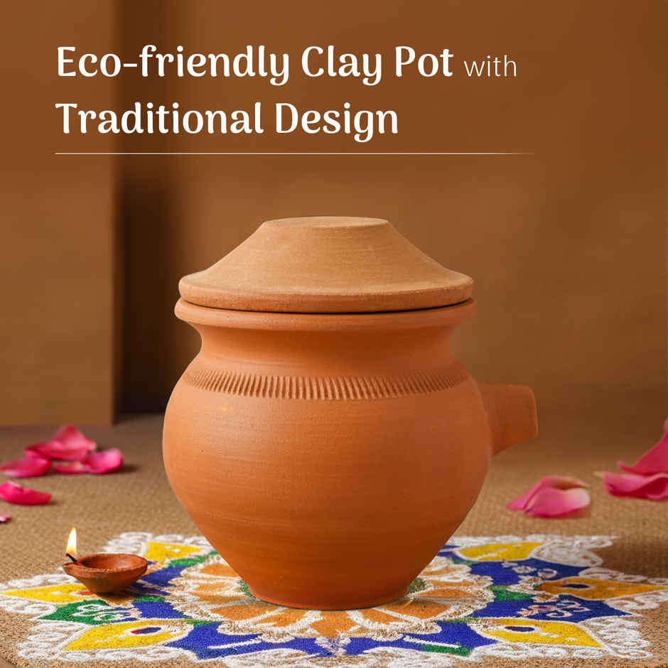 Karva Matka with Nozzle Terracotta | 10 x 10 cm | Traditional Pooja Pot | Cycle