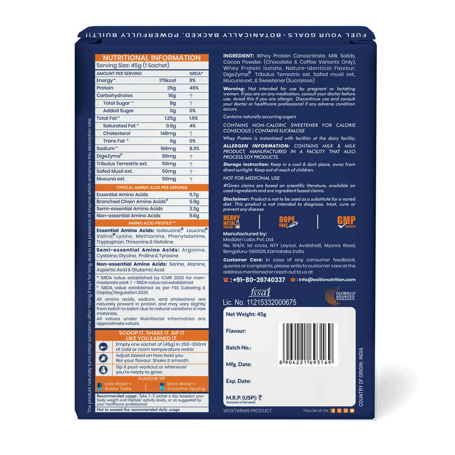 AS-IT-IS ATOM Performance Whey with Herbs & DigeZyme | 25g Protein | Chocolate
