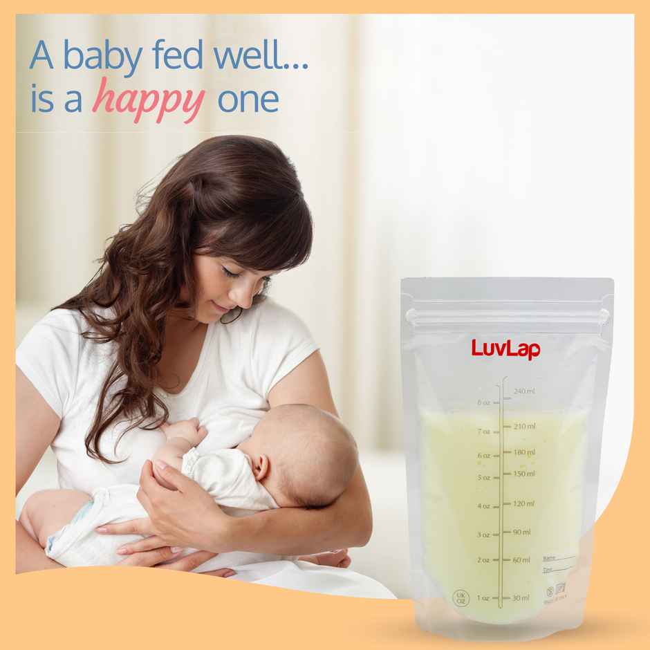 LuvLap Baby Breast Milk Storage Bags (Pack of 25), BPA Free, Transparent