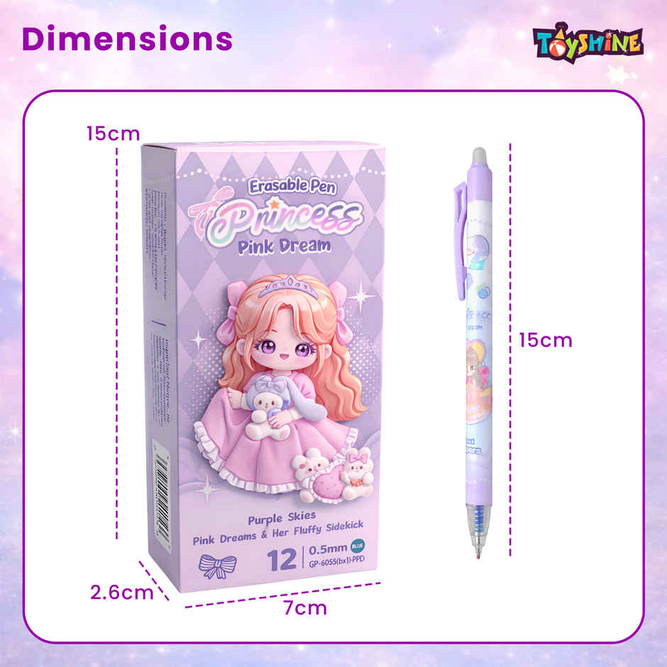 Toyshine Doll Theme Retractable Erasable Gel Pen 0.5mm | Blue Ink