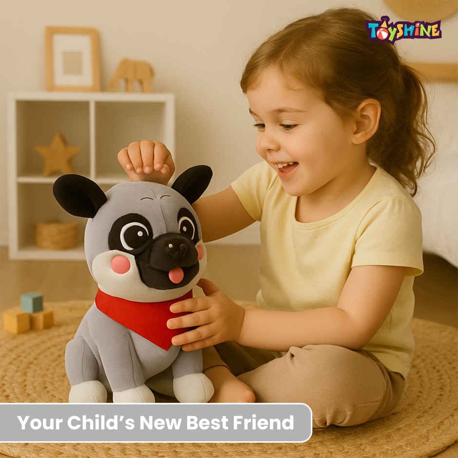 Spanker Puppy Soft Toy | Cute Plush Dog with Red Scarf for Kids Decor - 25 cm