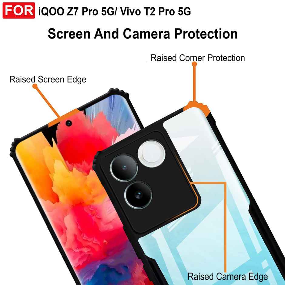 Zapcase Back Cover for iQOO Z7 Pro 5G and VIVO T2 Pro 5G | Matte-Black