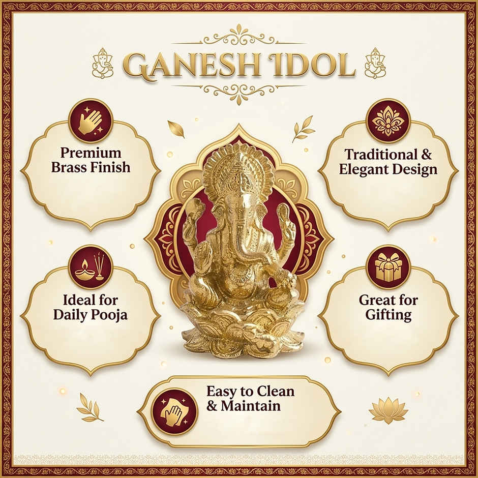 Lord Ganesha Idol | 2 Inch | Brass | Svasti