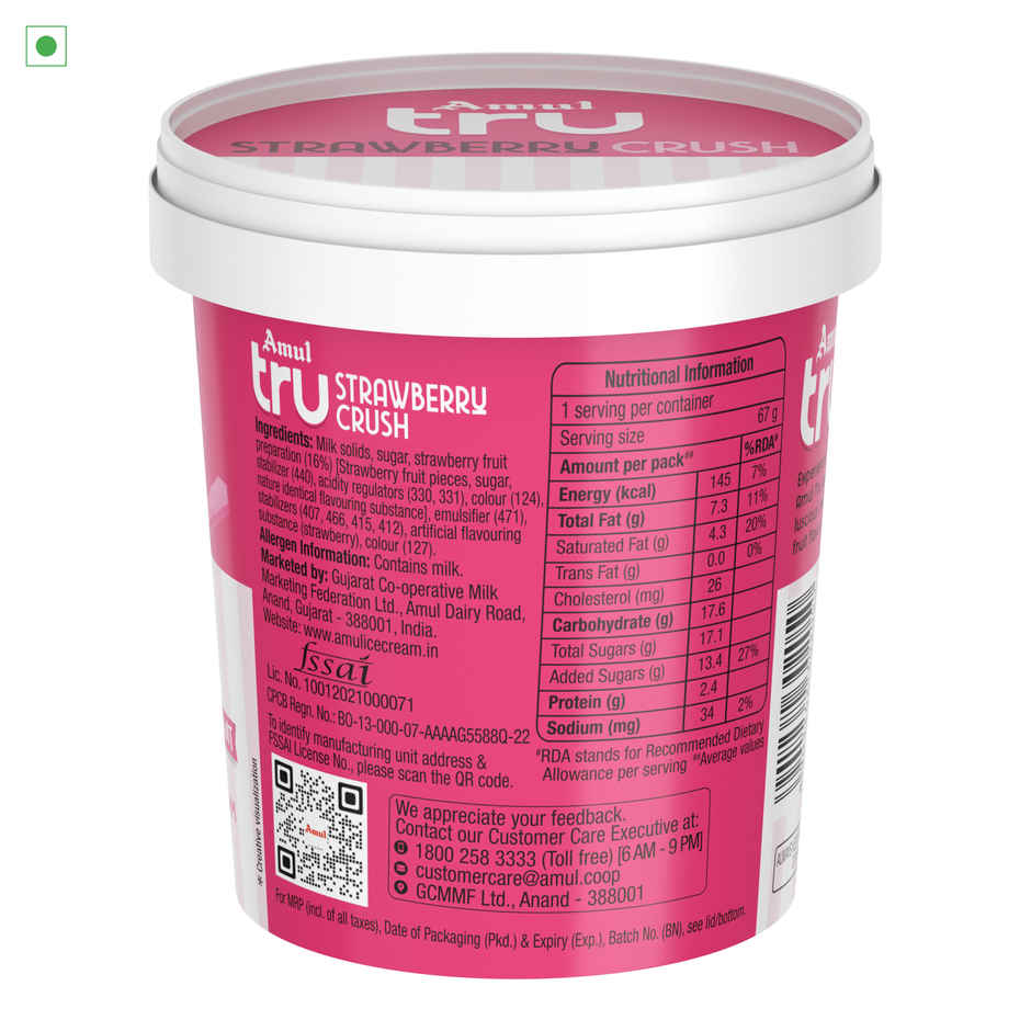 Amul Tru Strawberry Crush Ice Cream Cup