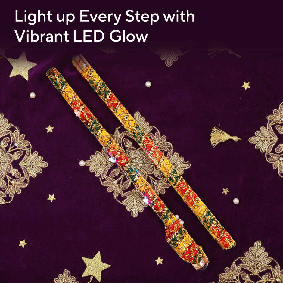Navratri Wooden LED Dandiya Sticks | Traditional Garba Dandia Sticks | Multicolour | Cycle Pure