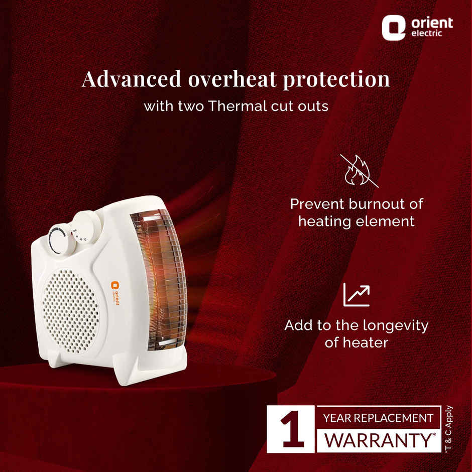 Orient Electric Areva Portable Room Heater|2000W|1-year replacement warranty|White