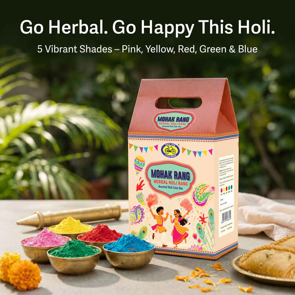 Mohak Rang Herbal Holi Rang Assorted Colour Box | 5 x 80 g | Cycle