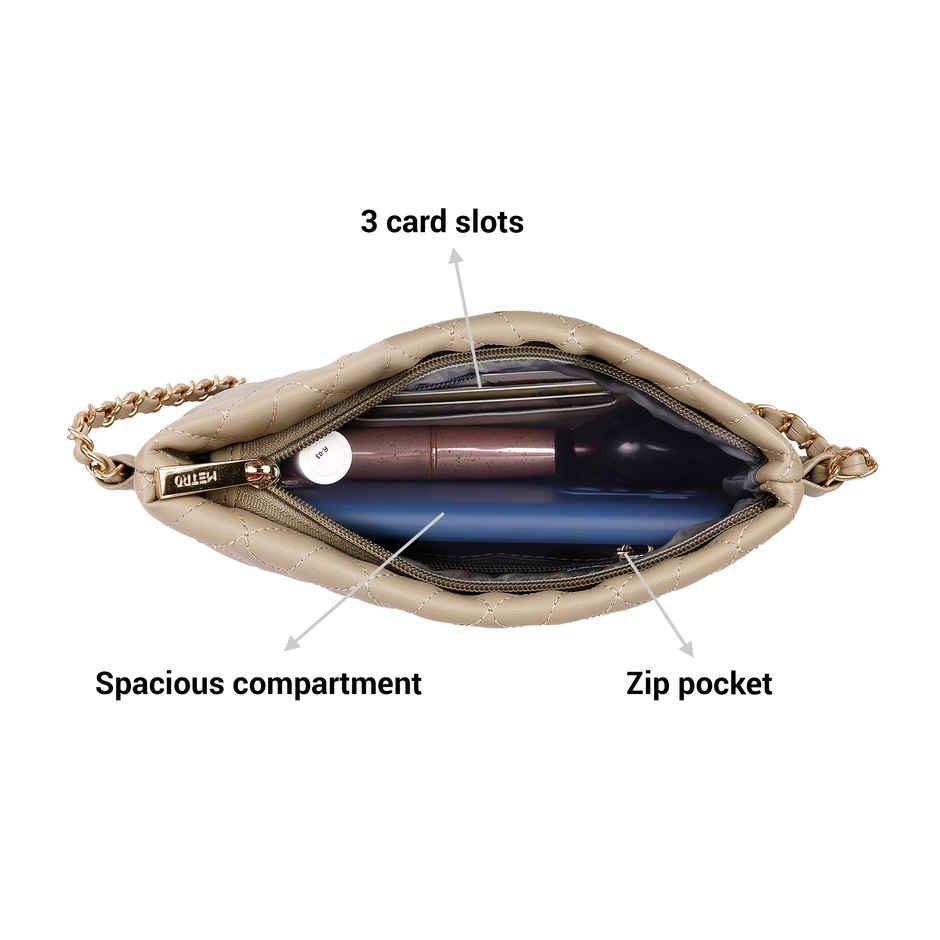 Metro Beige Synthetic Sling Bag for Women | 66-325-20