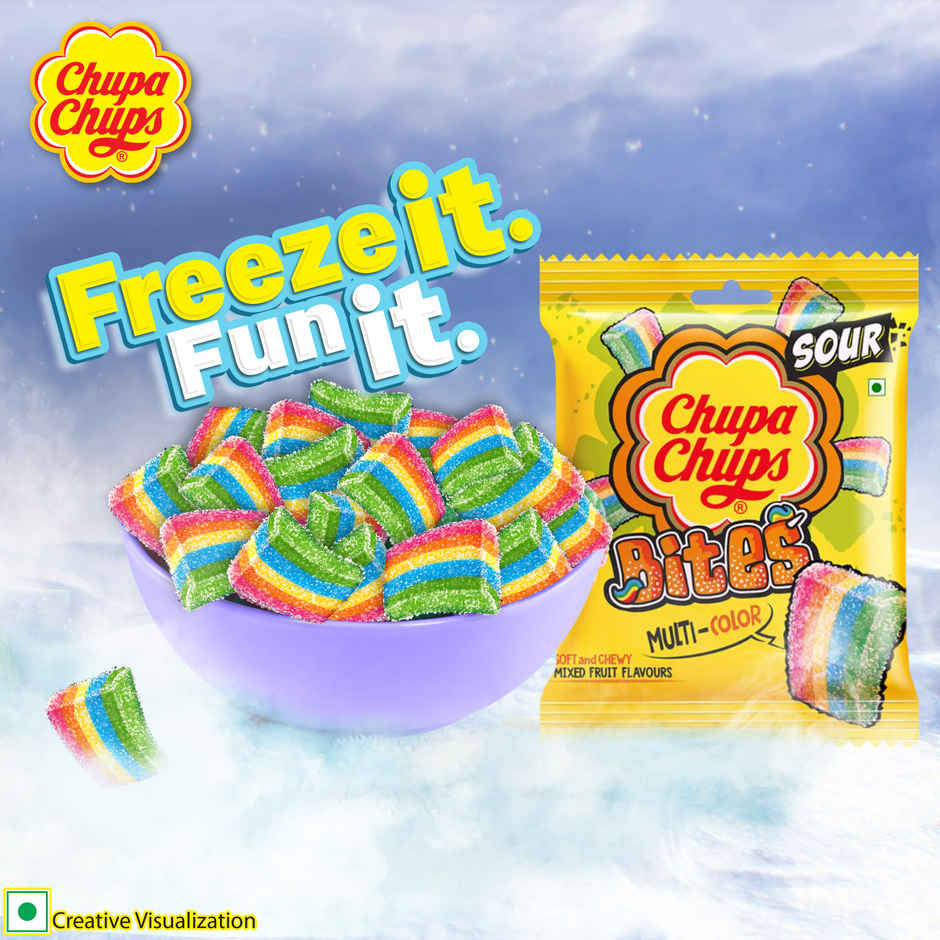 Chupa Chups Sour Bites Mixed Fruit Flavour Soft And Chewy Toffee Combo 