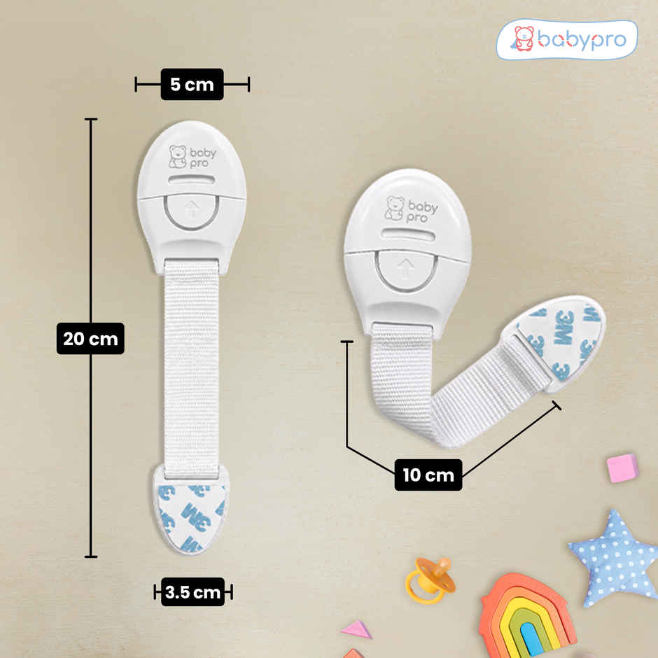 BabyPro Safety Latch for Furniture Cabinets, Drawers | White