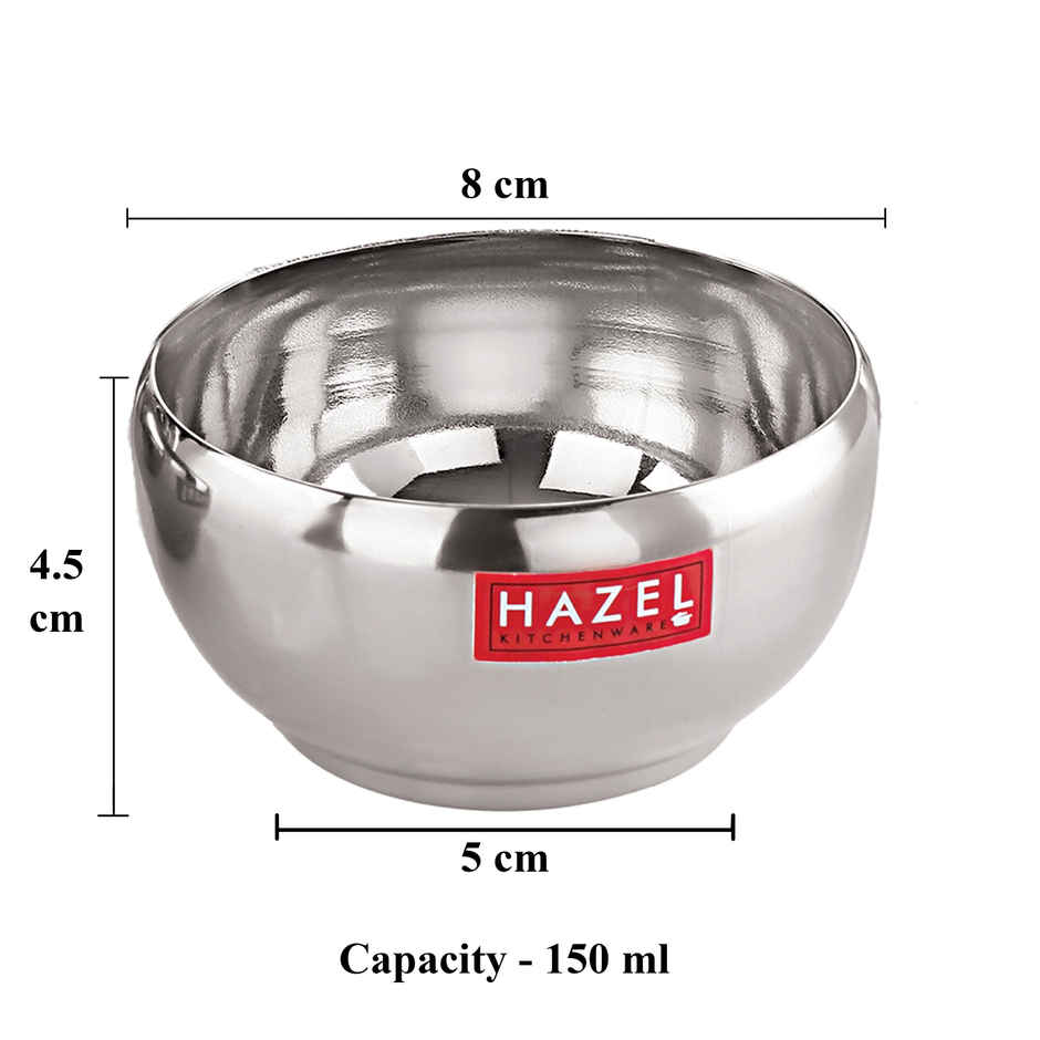 Hazel Stainless Steel Serving Bowls, Set Of 4, For Dessert & Cereal - Silver