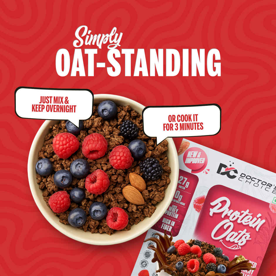 DOCTOR'S CHOICE Protein Oats, 27g Pure Protein, Jaggery Sweetened, No Additives & Refined Sugar Box