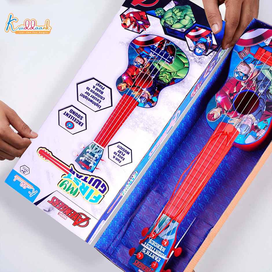 Kriiddaank Marvel Avengers Big Guitar, 4 Strings 23 Inch; 58 cm, Music Learning and Development  Toy