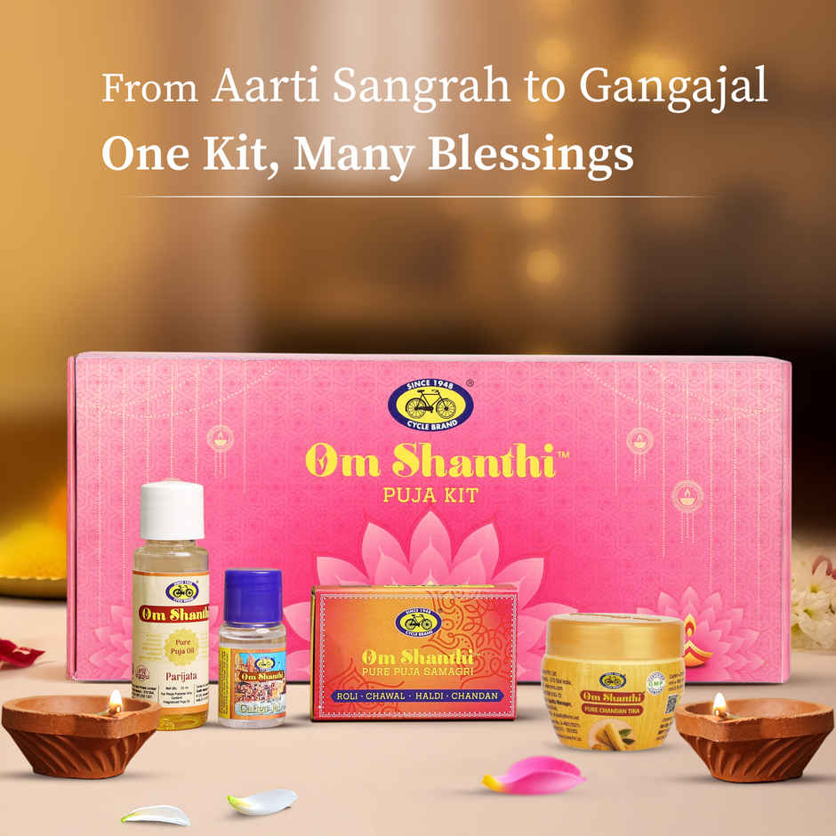 Pure Puja Kit | Om Shanthi All-In-One Puja Kit | Daily & Festive Use | Cycle