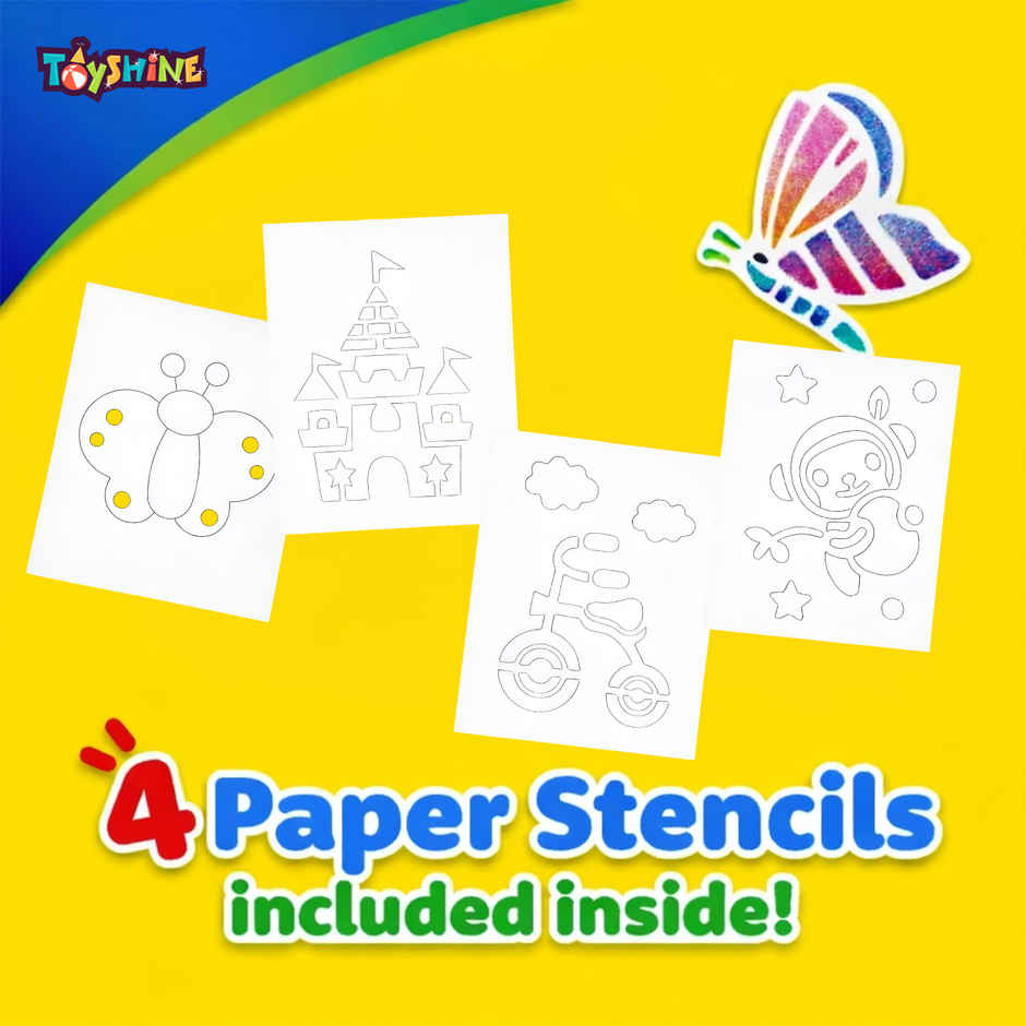 Toyshine Blow Pens Art & Craft Drawing Set with Stencil Washable Colours