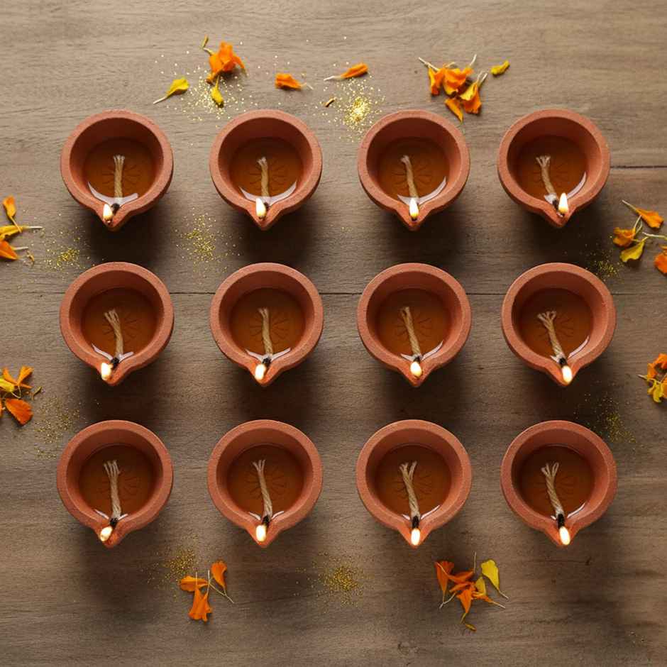 Navin Handmade Mitti Diya | Kacha Diya | Traditional | Clay | Pack Of 12 | Cycle