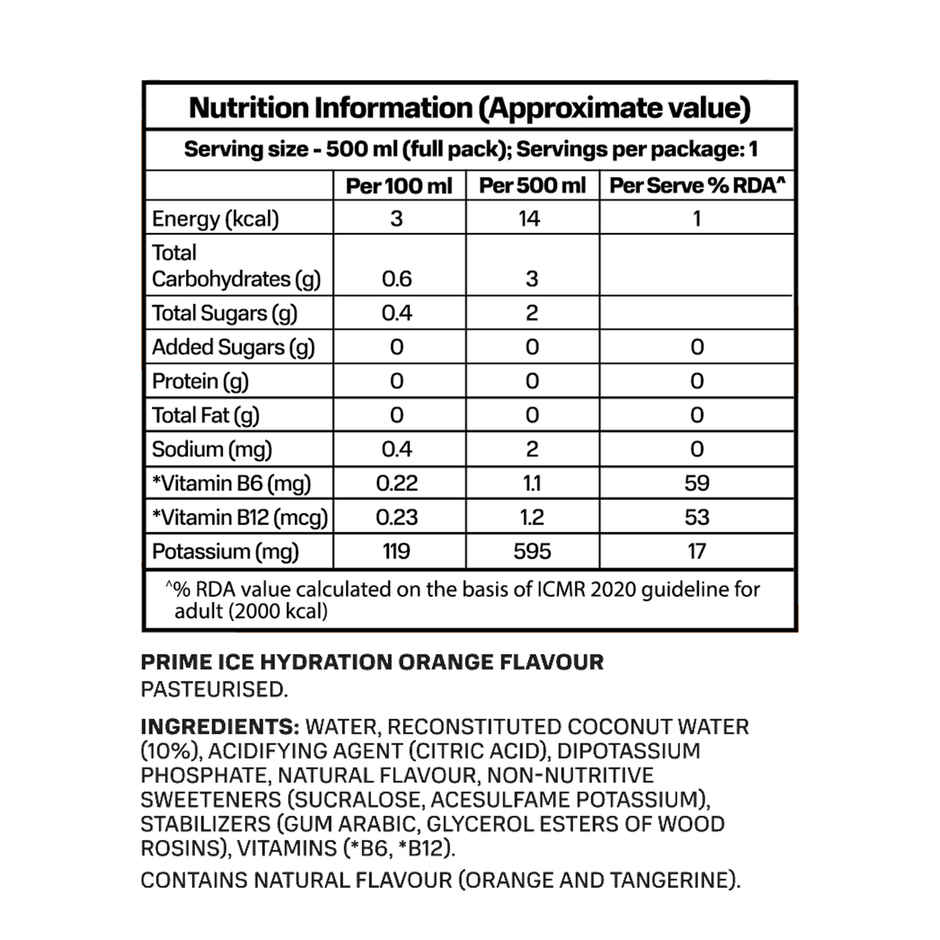 Prime Hydration Ice Orange Flavoured Drink