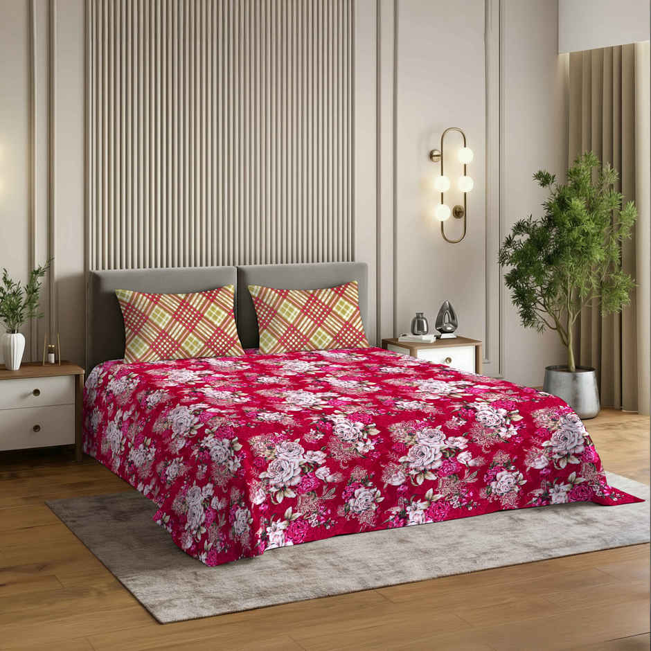 Dream Living 135 GSM King Bedsheet Set |275 x 275 cm| With 2 Pillow Covers