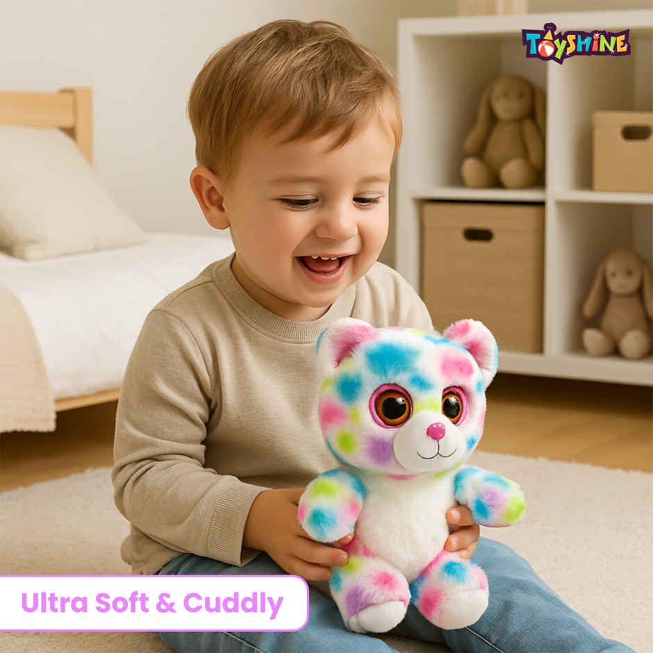 Spanker Multicolor Teddy Soft Toy Plush Bear with Glitter Eyes for Kids | 20 cm