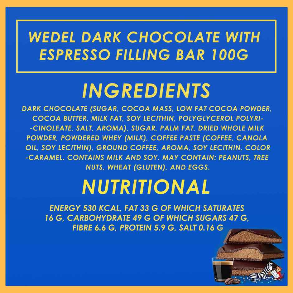 Wedel Dark Chocolate With Espresso Filling Bar