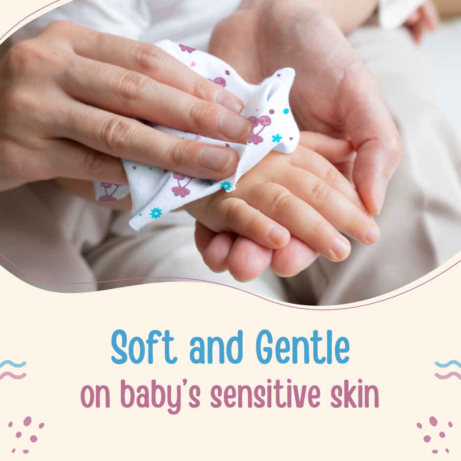 LuvLap Hosiery Cotton Cloth Premium Baby Wash Cloth for New Born Cherry Print