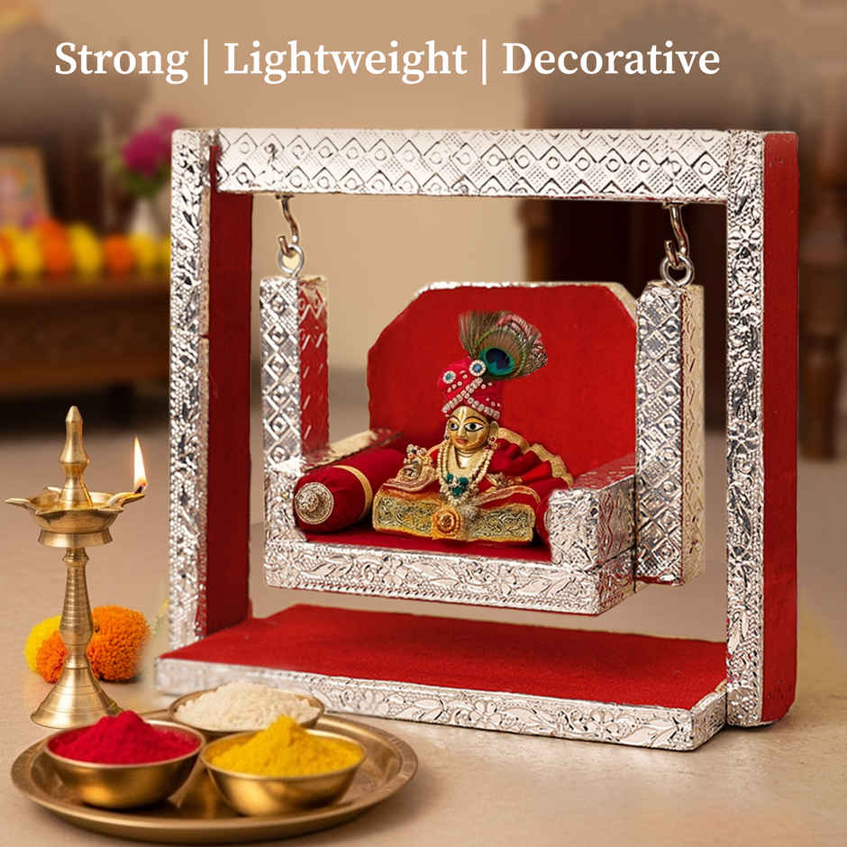 Jhula For Laddu Gopal | Red Aluminium Swing | Mandir & Janmashtami | Krishna Janmashtami