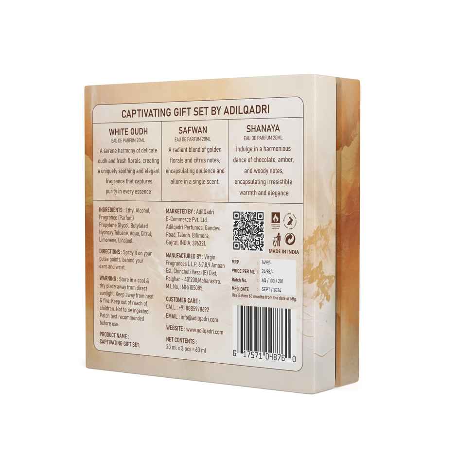 Adilqadri Captivating Trio Luxury Eau De Parfum | Gift Set For Unisex | Long Lasting Scent