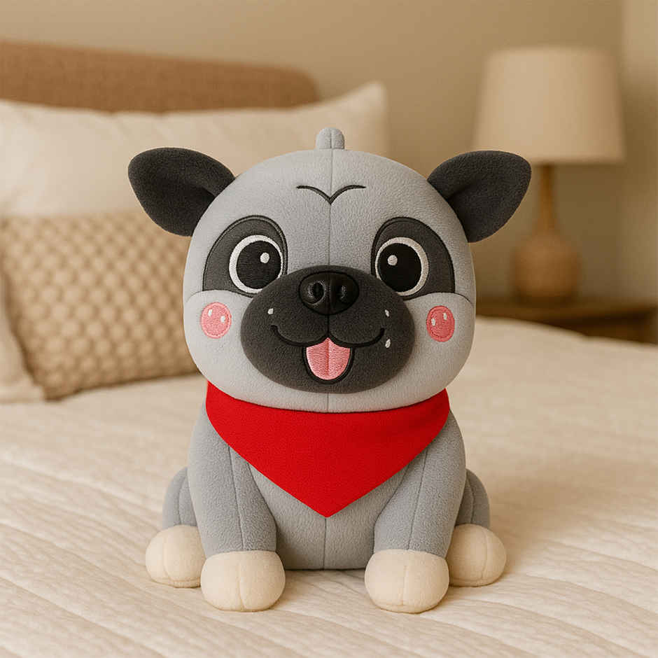 Spanker Puppy Soft Toy | Cute Plush Dog with Red Scarf for Kids Decor - 25 cm