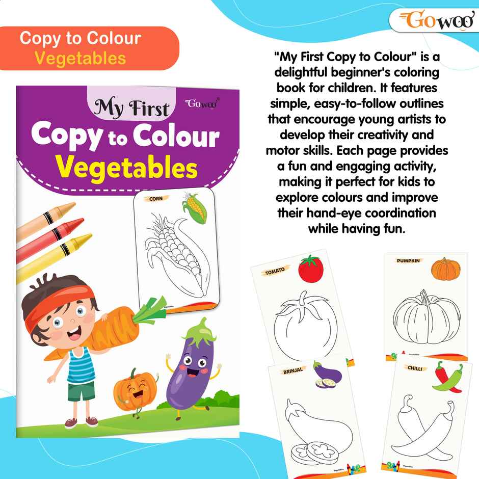 My First Copy To Colour - Vegetables | Simple Colouring Book | Colouring Book Ages 3-5