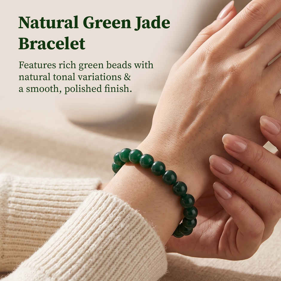 Mind and Soul Green Jade Bracelet for Luck & Prosperity | Natural Gemstones | Pack of 1 | Cycle