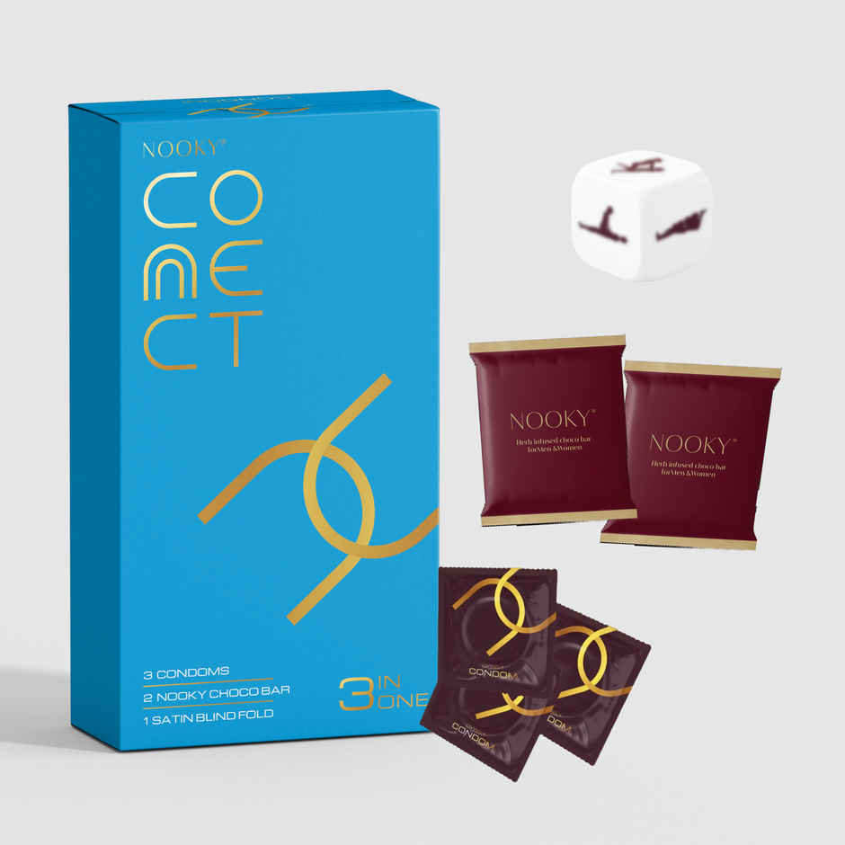 Nooky Connect 3 in 1 Condom Intimacy Kit Condoms Chocolates Position Dice Couple Gift