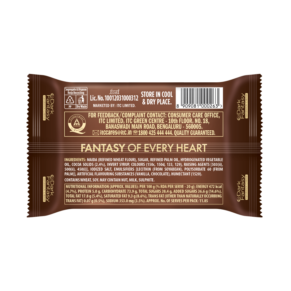 Sunfeast Dark Fantasy Creme, Made With Real Chocolate