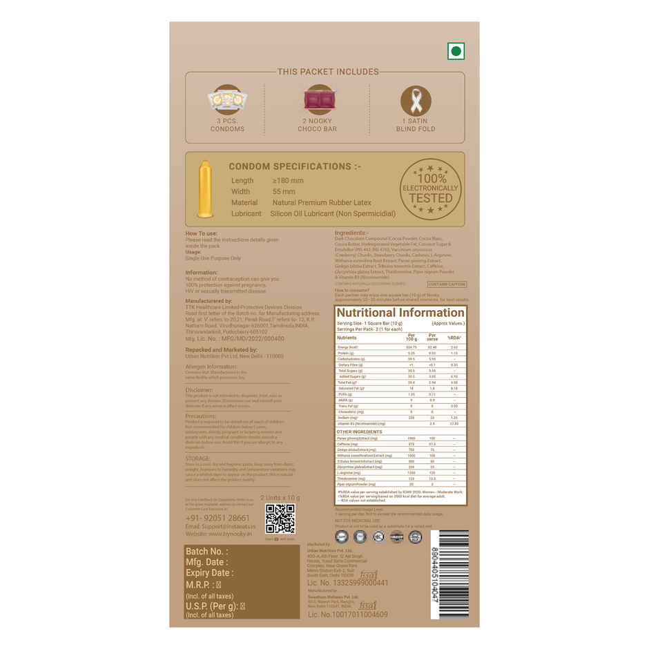 Nooky Connect 3 in 1 Condom Intimacy Kit Condoms Chocolates Satin Blindfold Couple Gift