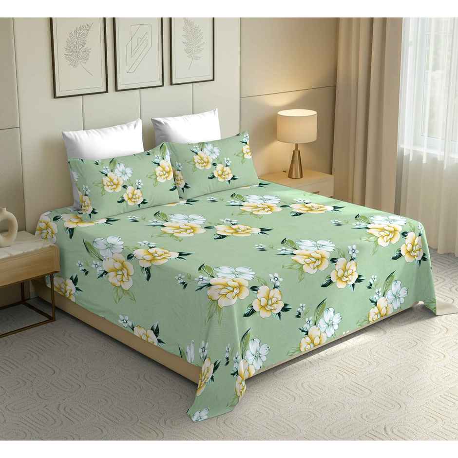 Dream Living 115 GSM Double Bedsheet Set |220 x 250 cm| With 2 Pillow Covers