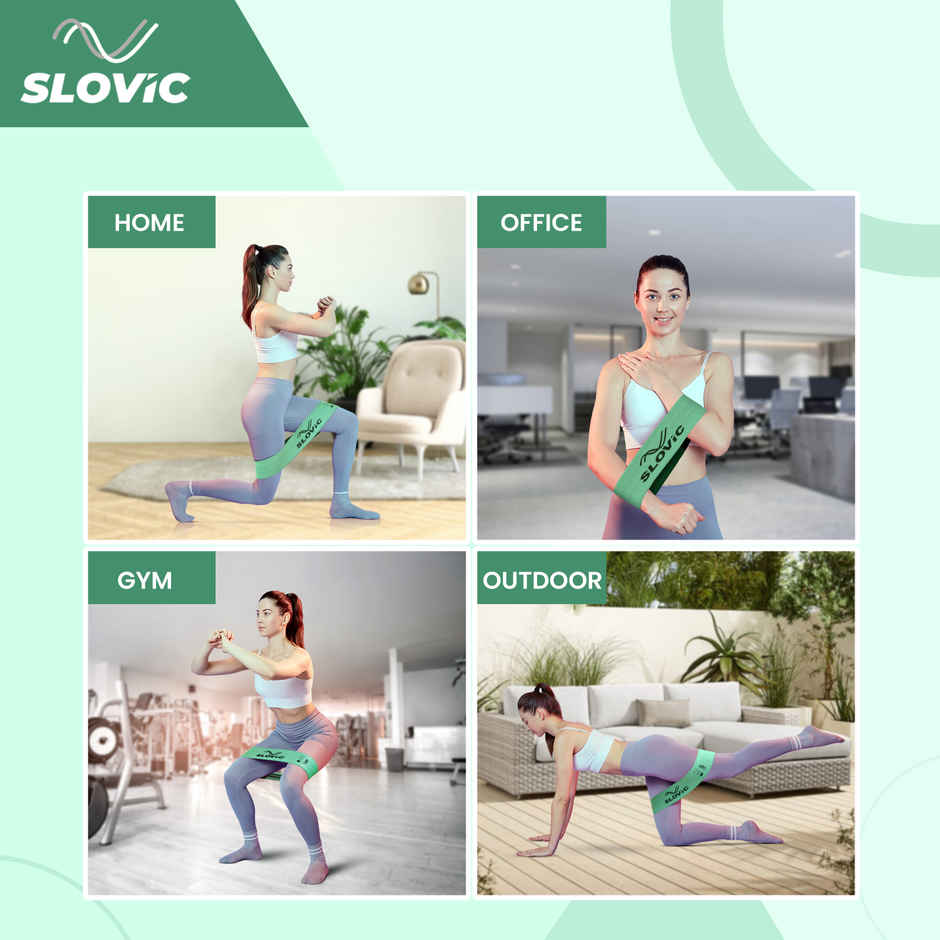 Slovic Fabric Resistance Bands - Anti-Slip Mini Loop Bands with Workout Guide