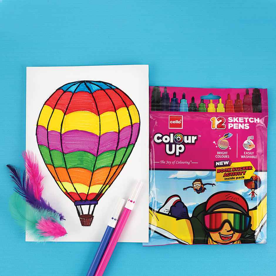 Cello ColourUp 12 Sketch Pens (Return Gift Pack of 10)|Kanjak Gift Set