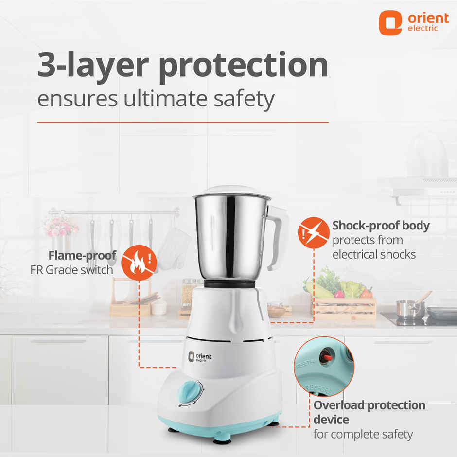 Orient Electric 500W mixer grinder | Kitchen Kraft 500 MGKK50B3 with 3 SS jars| 5 years warranty