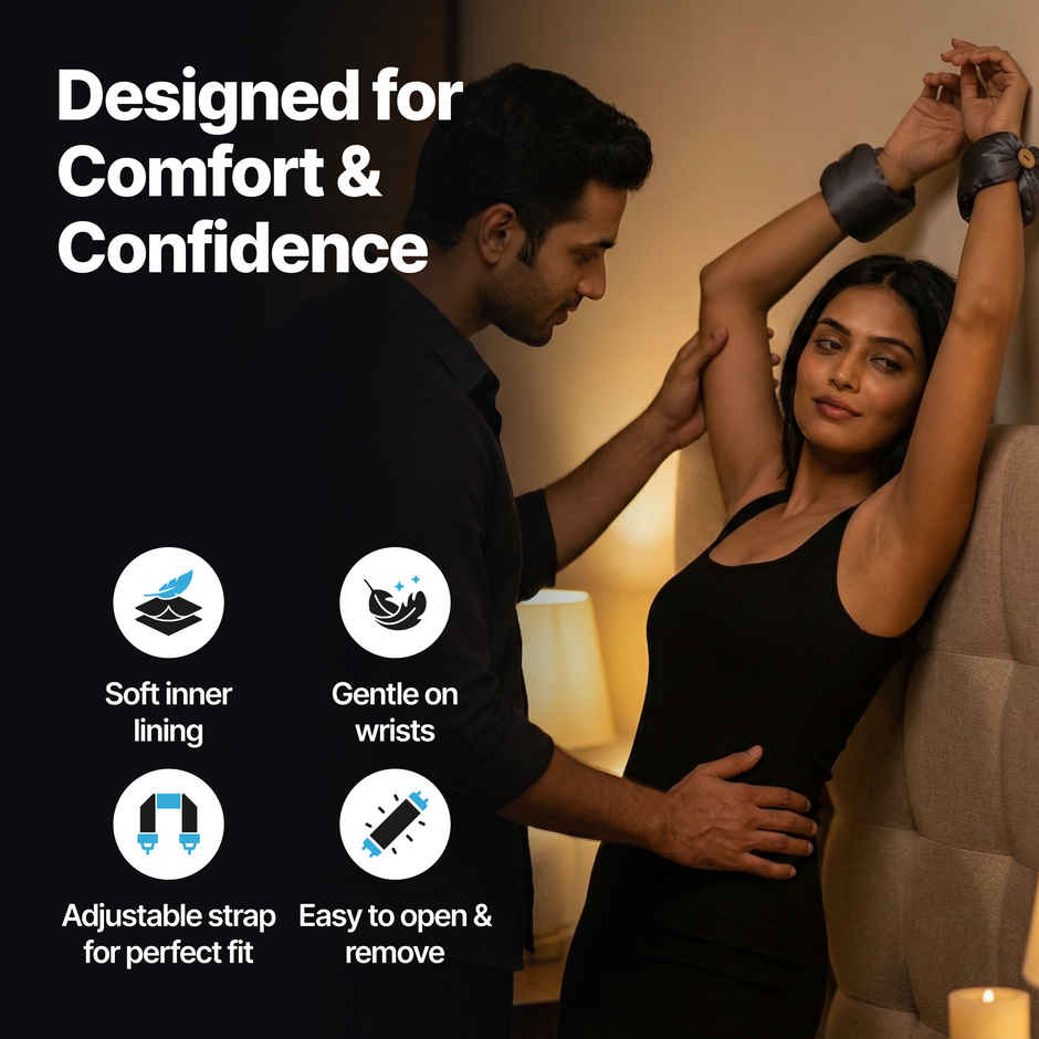 Nooky HUSH Intimacy Handcuffs Soft Satin Comfortable and Beginner Friendly