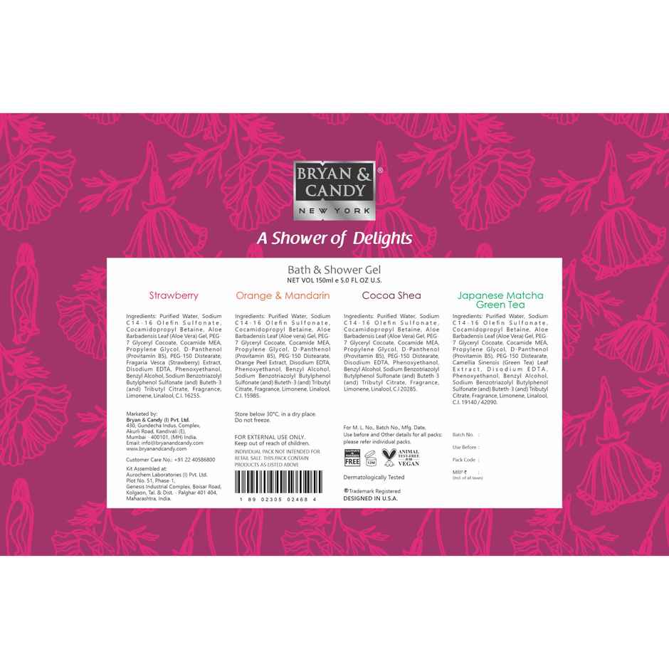 Bryan & Candy Luxurious Shower Gel Combo Kit Gift Set | Fresh Fragrances | Pack Of 4