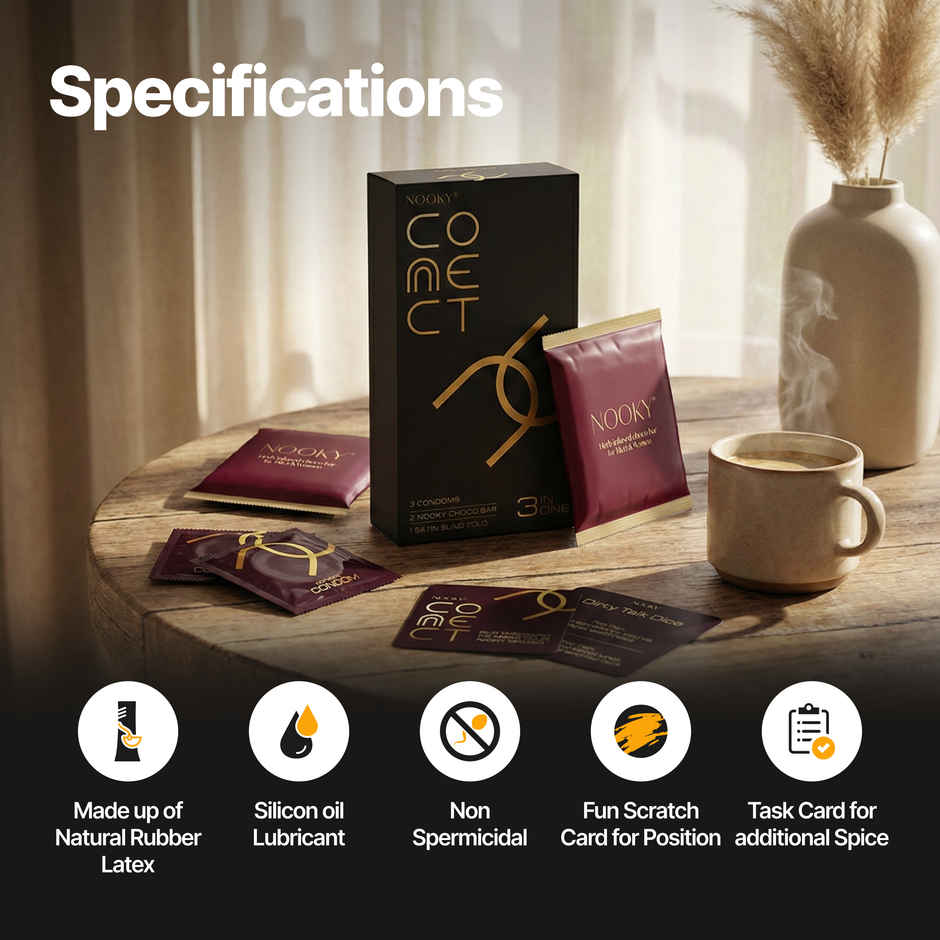 Nooky Connect 3 in 1 Condom Intimacy Kit Condoms Chocolates Scratch Cards Couple Gift