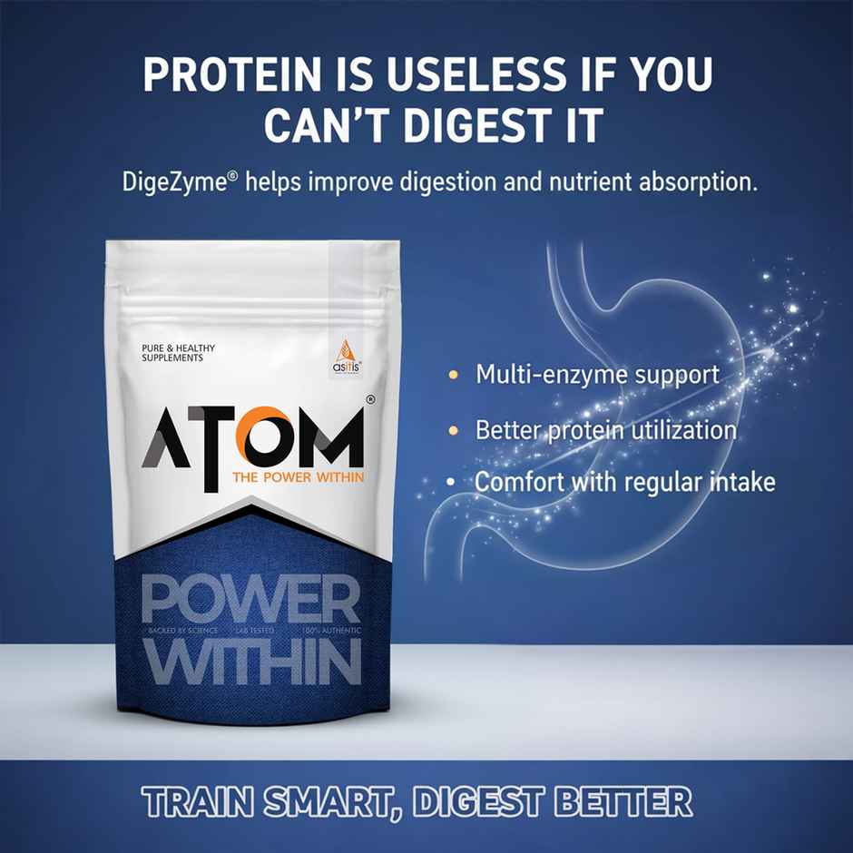 AS-IT-IS ATOM PWR Whey XL Protein Powder with DigeZyme 1kg | Double Rich Chocolate