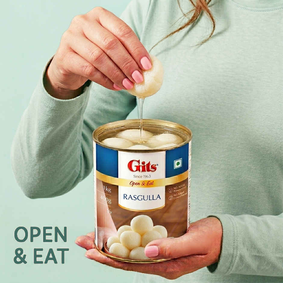 Gits Rasgulla Open & Eat Tin | Soft & Juicy