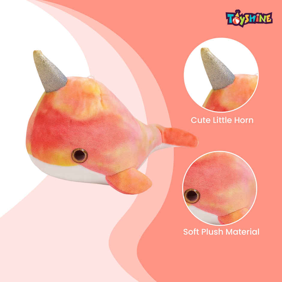 Spanker Whale Soft Toy | Cute Plush with Soft Horn | Tie Dye - 27 cm