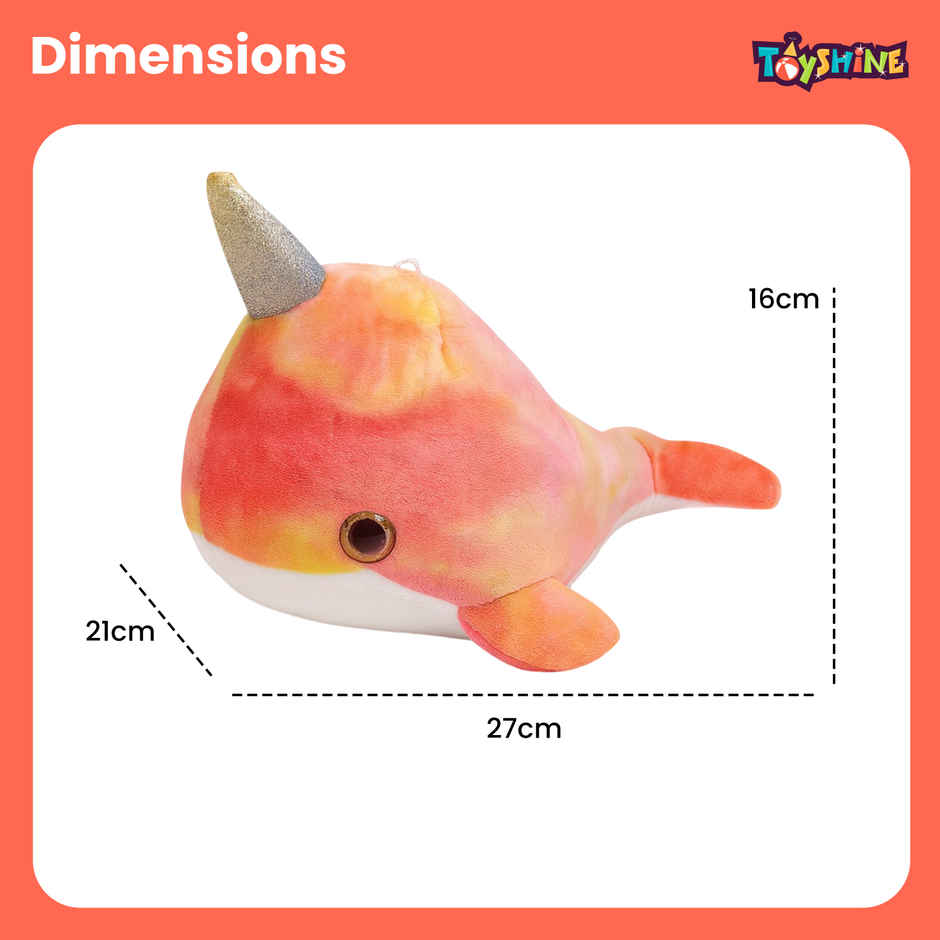 Spanker Whale Soft Toy | Cute Plush with Soft Horn | Tie Dye - 27 cm